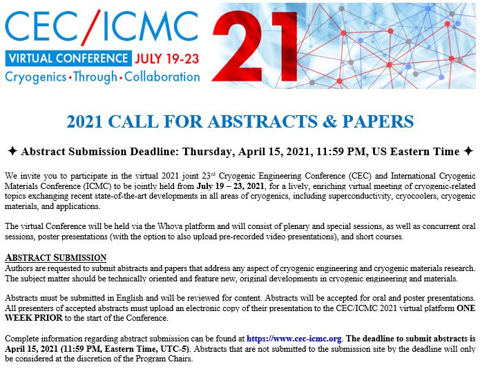 Call for Abstracts | CEC-ICMC 2021